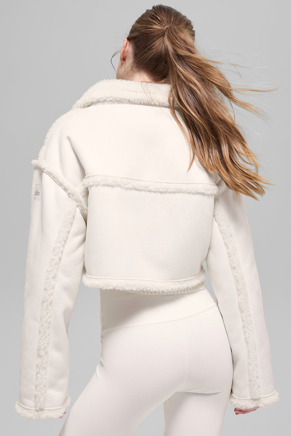 alo Faux Shearling Snowfall Cropped Jacket - Ivory