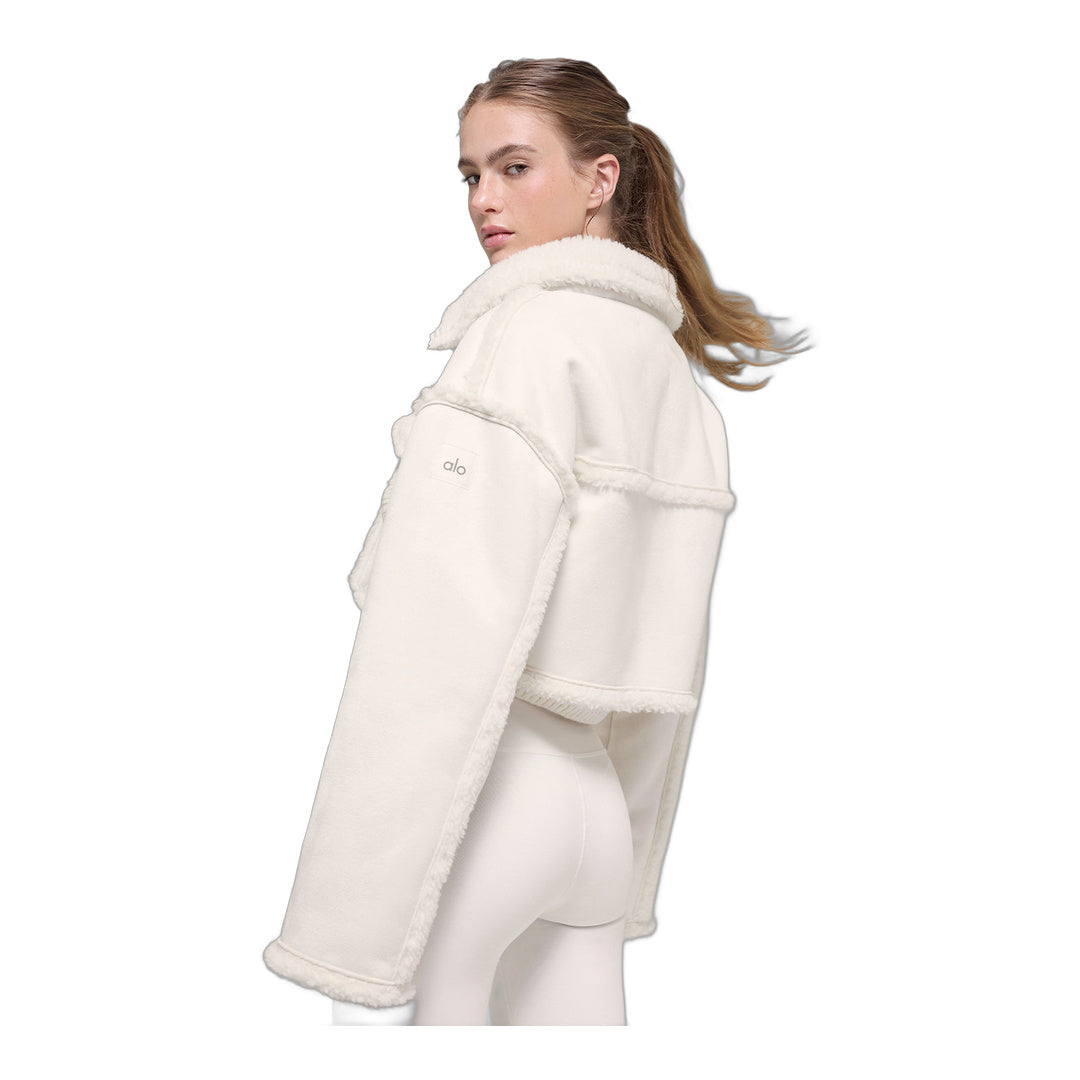 alo Faux Shearling Snowfall Cropped Jacket - Ivory
