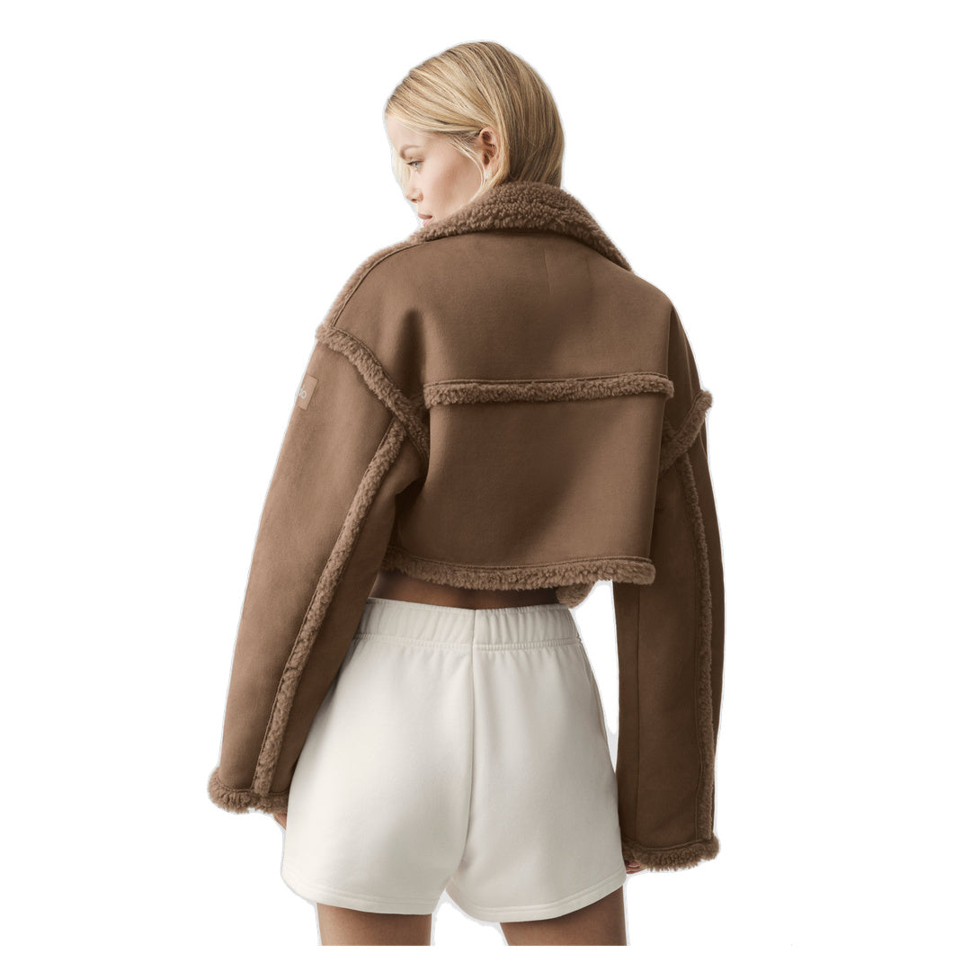 ALO Faux Shearling Snowfall Cropped Jacket - Java Brown