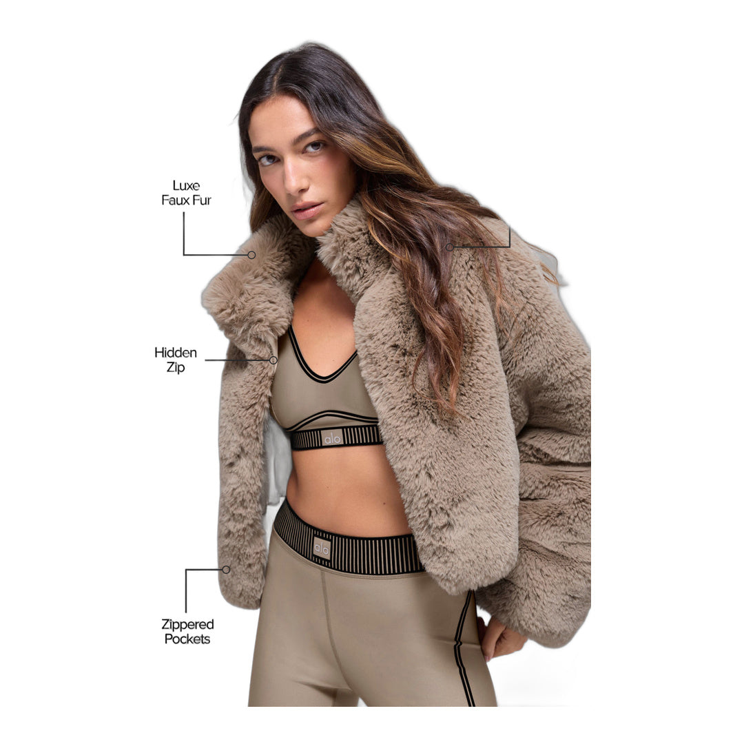 alo Faux Fur Allure Jacket - Oat
