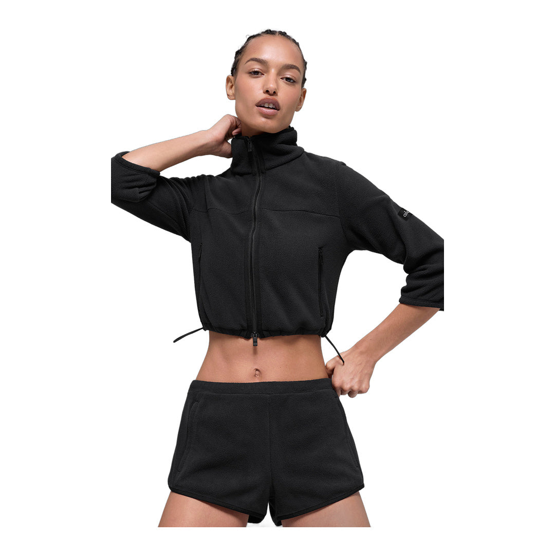 alo Polar Fleece Retreat Cropped Jacket - Black
