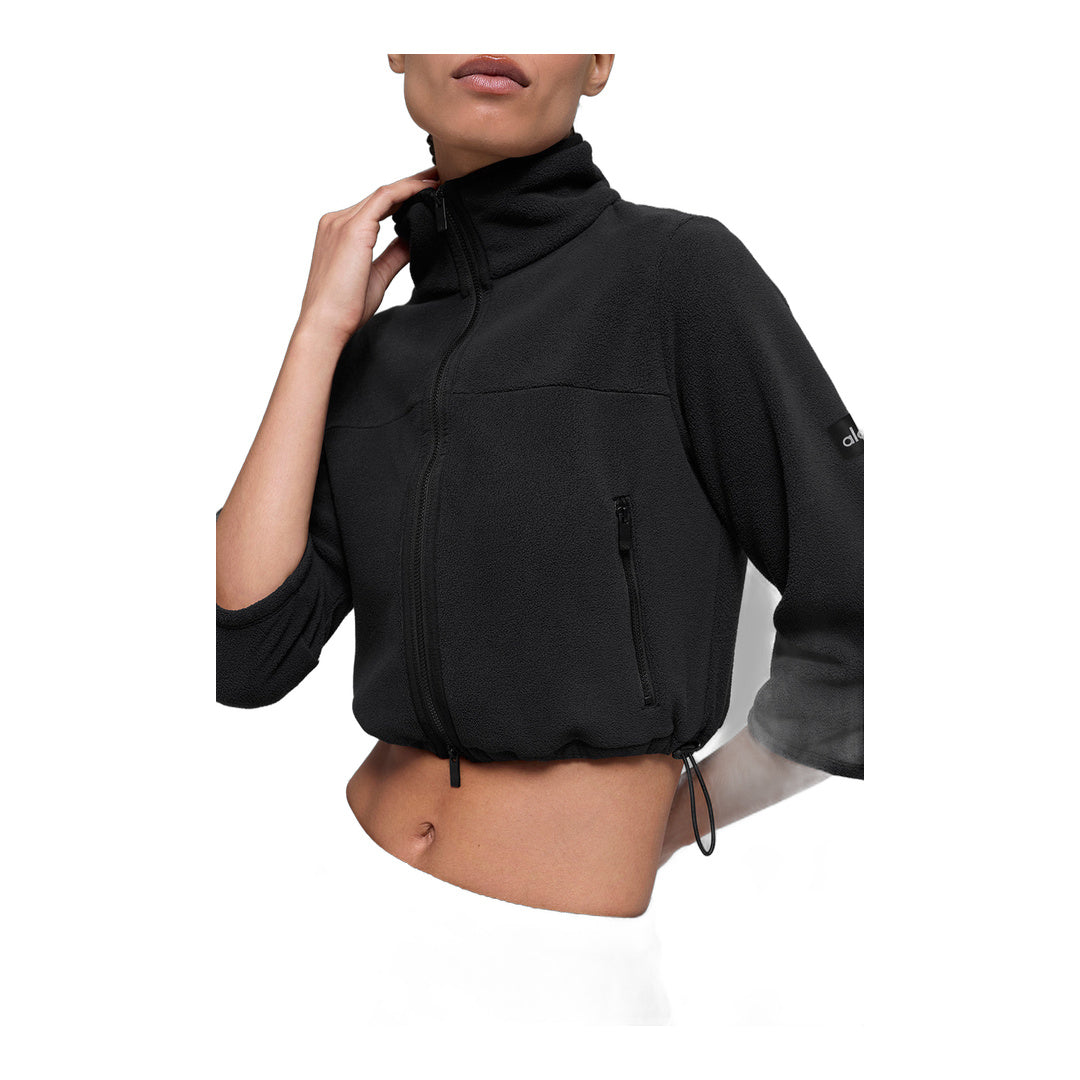 alo Polar Fleece Retreat Cropped Jacket - Black