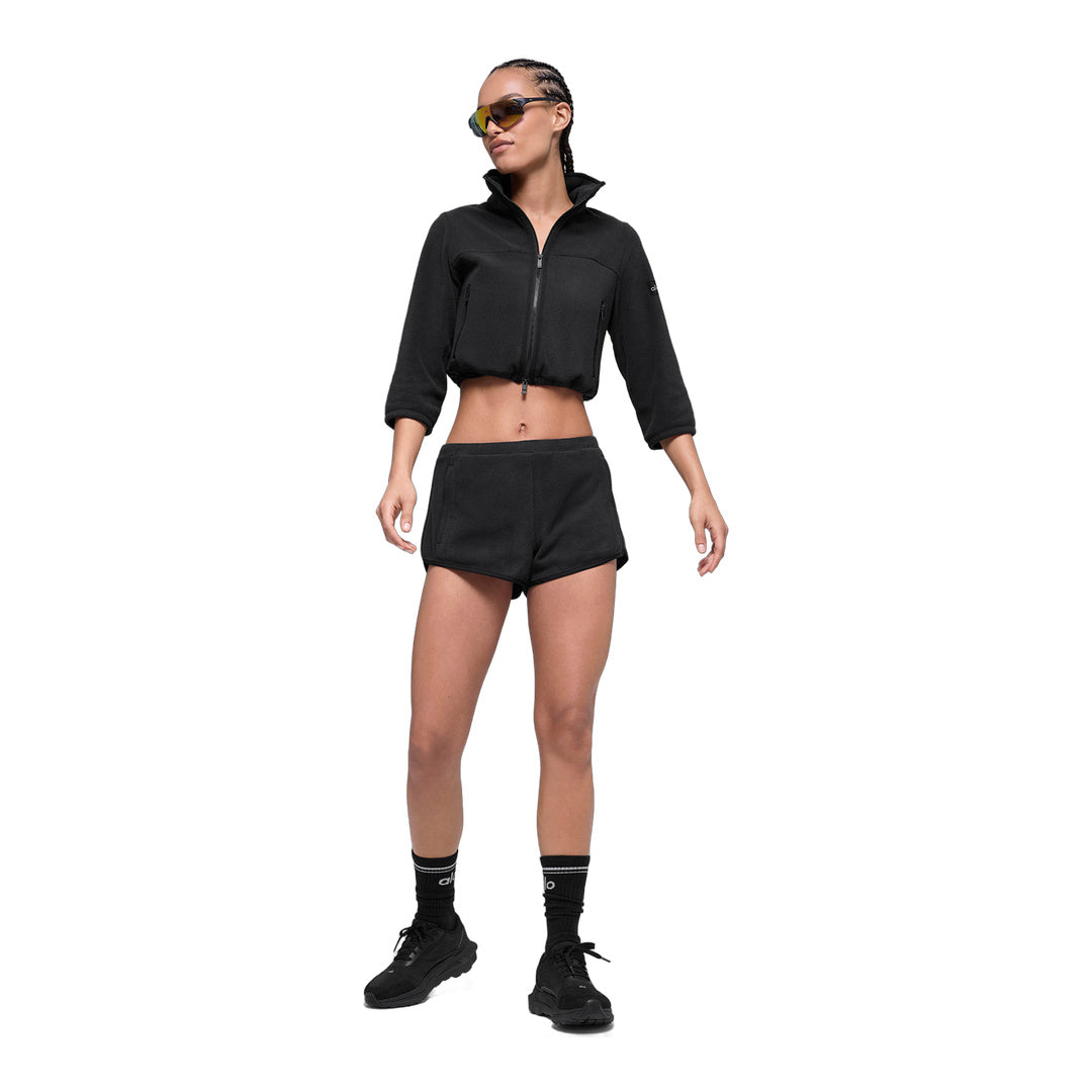 alo Polar Fleece Retreat Cropped Jacket - Black