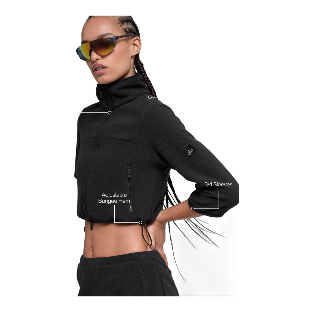 alo Polar Fleece Retreat Cropped Jacket - Black