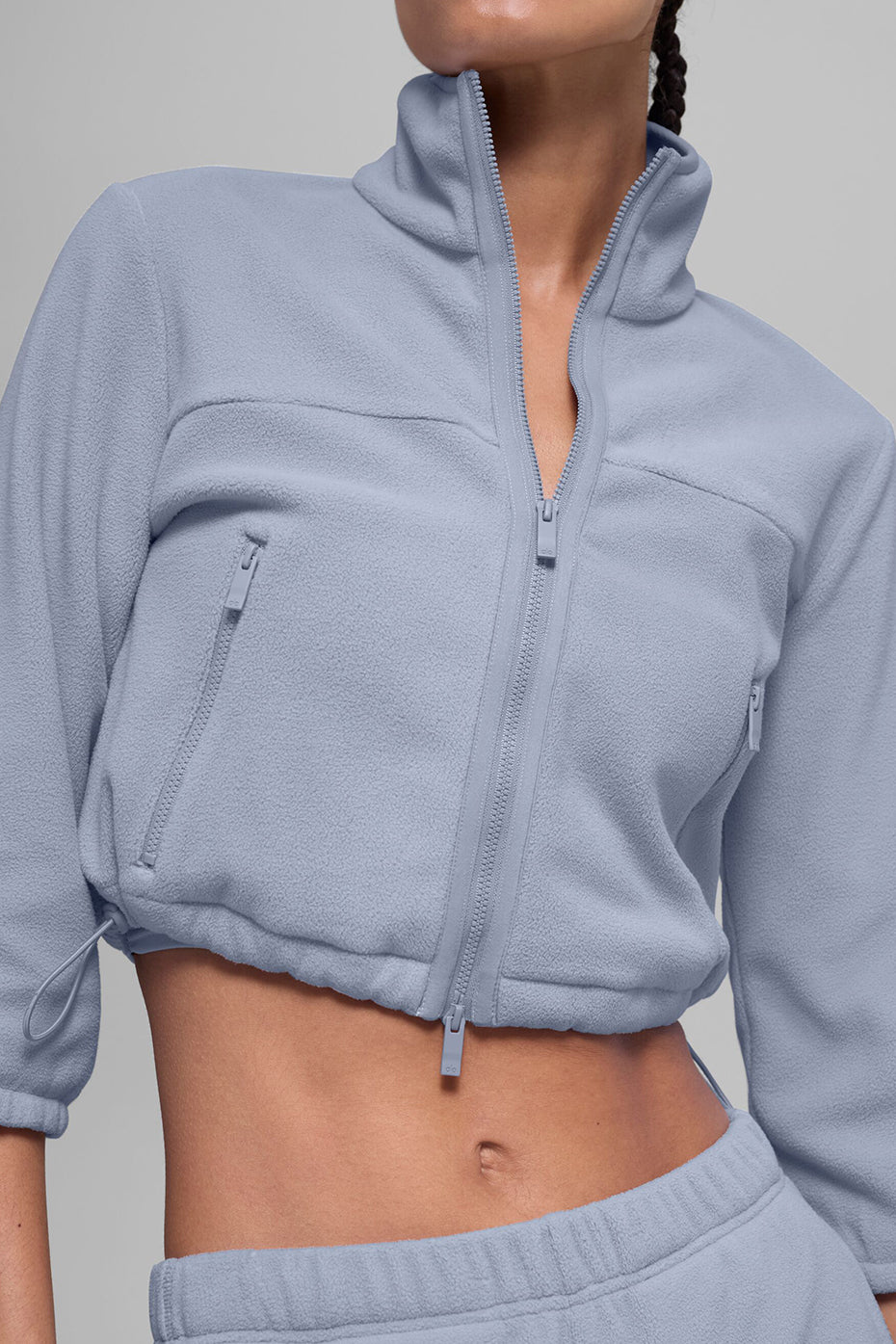 alo Polar Fleece Retreat Cropped Jacket - Winter Frost