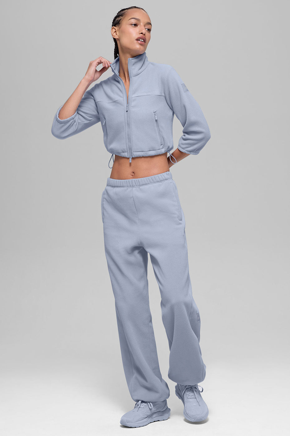 alo Polar Fleece Retreat Cropped Jacket - Winter Frost