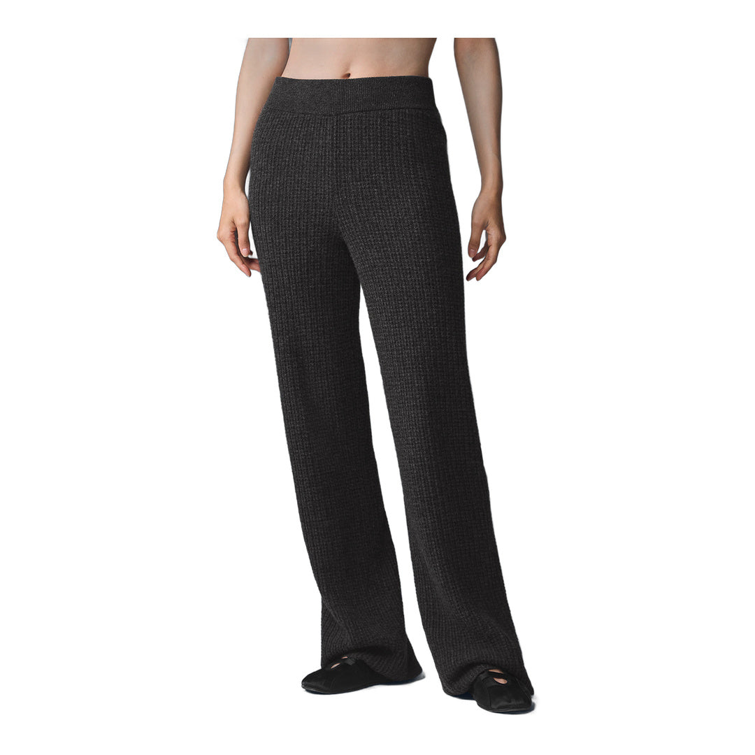 alo Cashmere High-Waist Plush Waffle Pant - Dark Heather Grey
