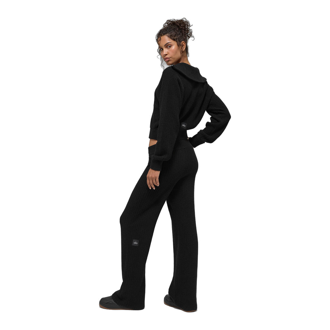 alo Cashmere High-Waist Plush Waffle Pant - Black