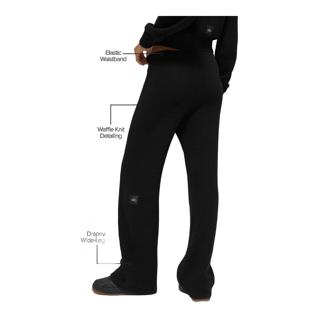 alo Cashmere High-Waist Plush Waffle Pant - Black