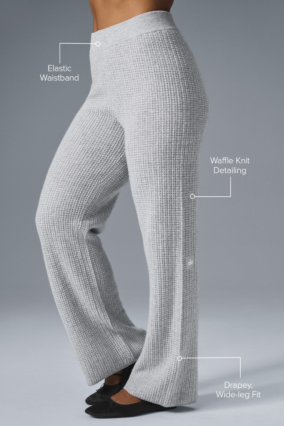 alo Cashmere High-Waist Plush Waffle Pant - Athletic Heather Grey