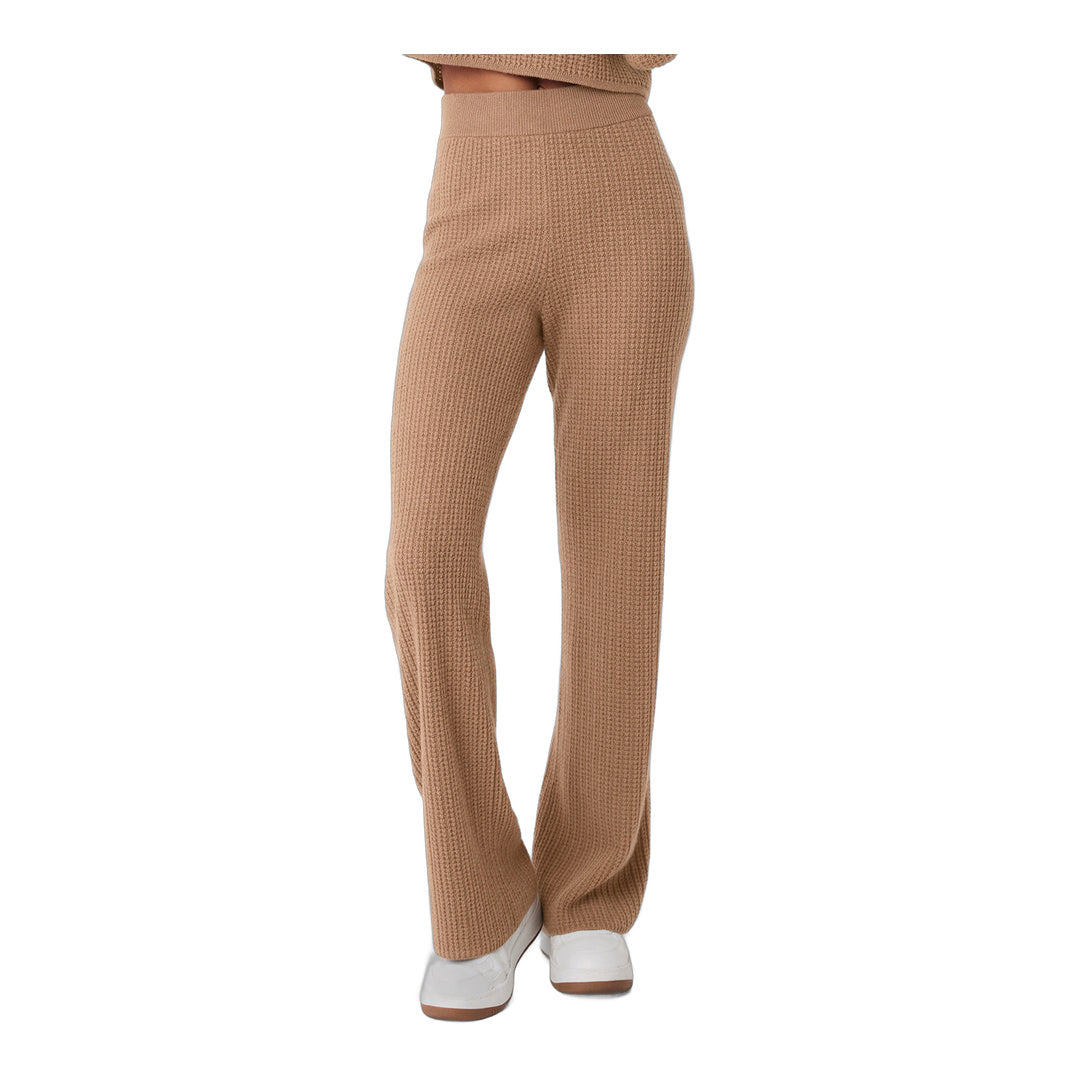alo Cashmere High-Waist Plush Waffle Pant - Toasted Almond