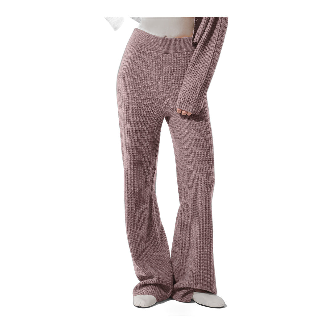 alo Cashmere High-Waist Plush Waffle Pant - Mushroom Heather