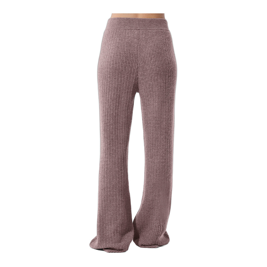 alo Cashmere High-Waist Plush Waffle Pant - Mushroom Heather