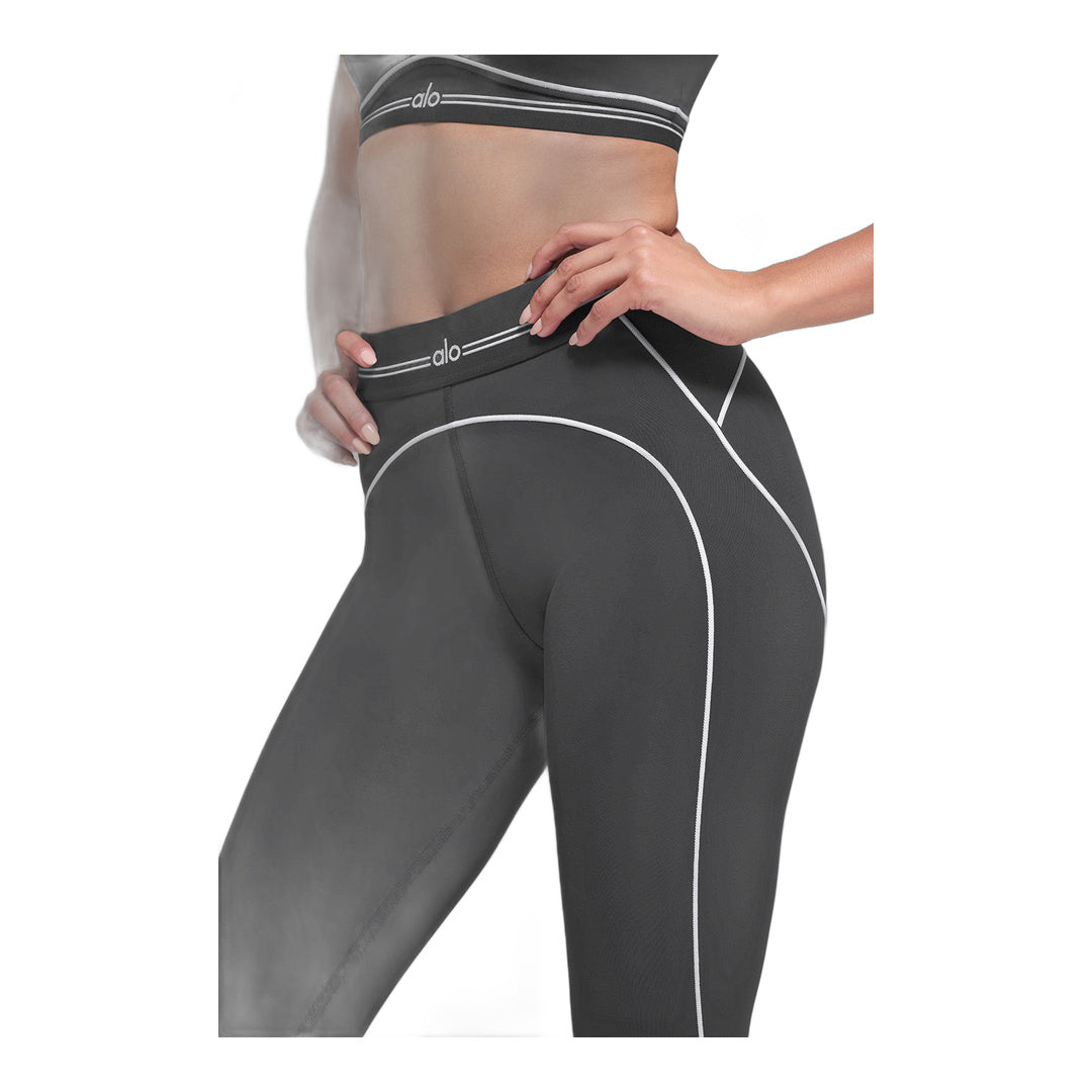 alo Airbrush High-Waist Heart Throb Legging - Anthracite/White