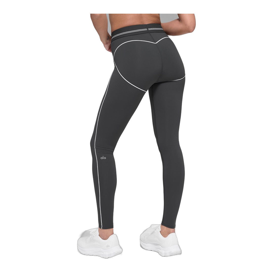 alo Airbrush High-Waist Heart Throb Legging - Anthracite/White