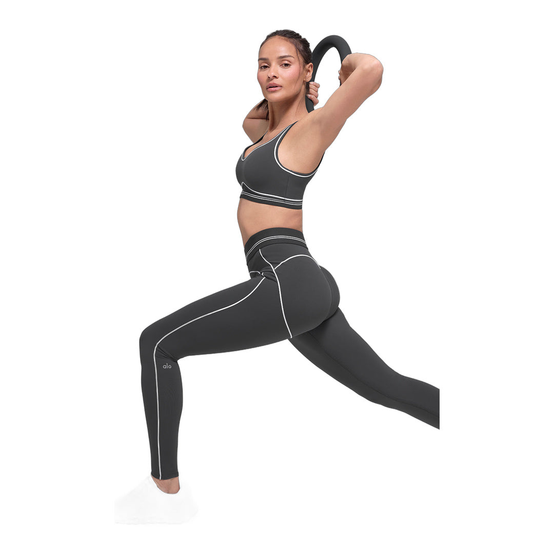 alo Airbrush High-Waist Heart Throb Legging - Anthracite/White
