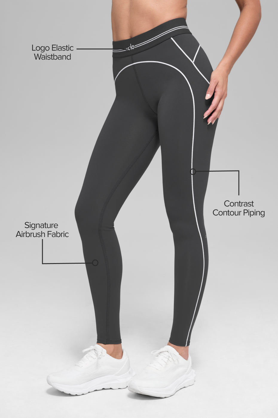 alo Airbrush High-Waist Heart Throb Legging - Anthracite/White