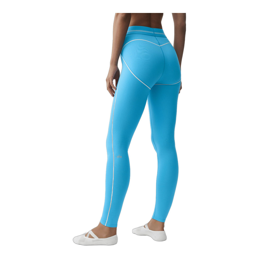 alo Airbrush High-Waist Heart Throb Legging - Azure Blue/White