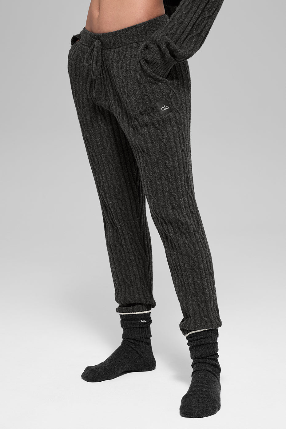 alo Cable Knit Winter Bliss Pant - Dark Heather Grey