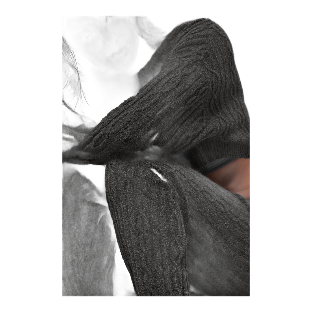 alo Cable Knit Winter Bliss Pant - Dark Heather Grey