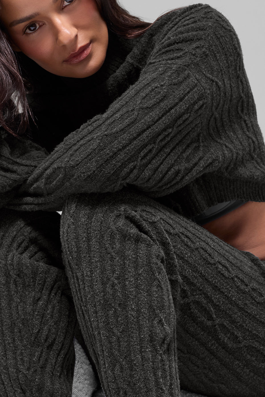 alo Cable Knit Winter Bliss Pant - Dark Heather Grey