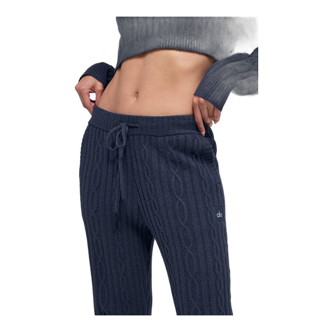 alo Cable Knit Winter Bliss Pant - Navy