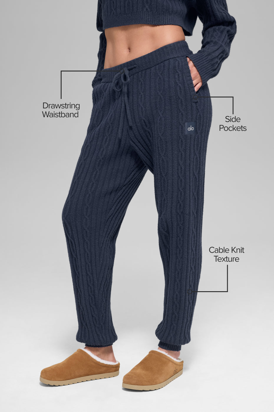 alo Cable Knit Winter Bliss Pant - Navy