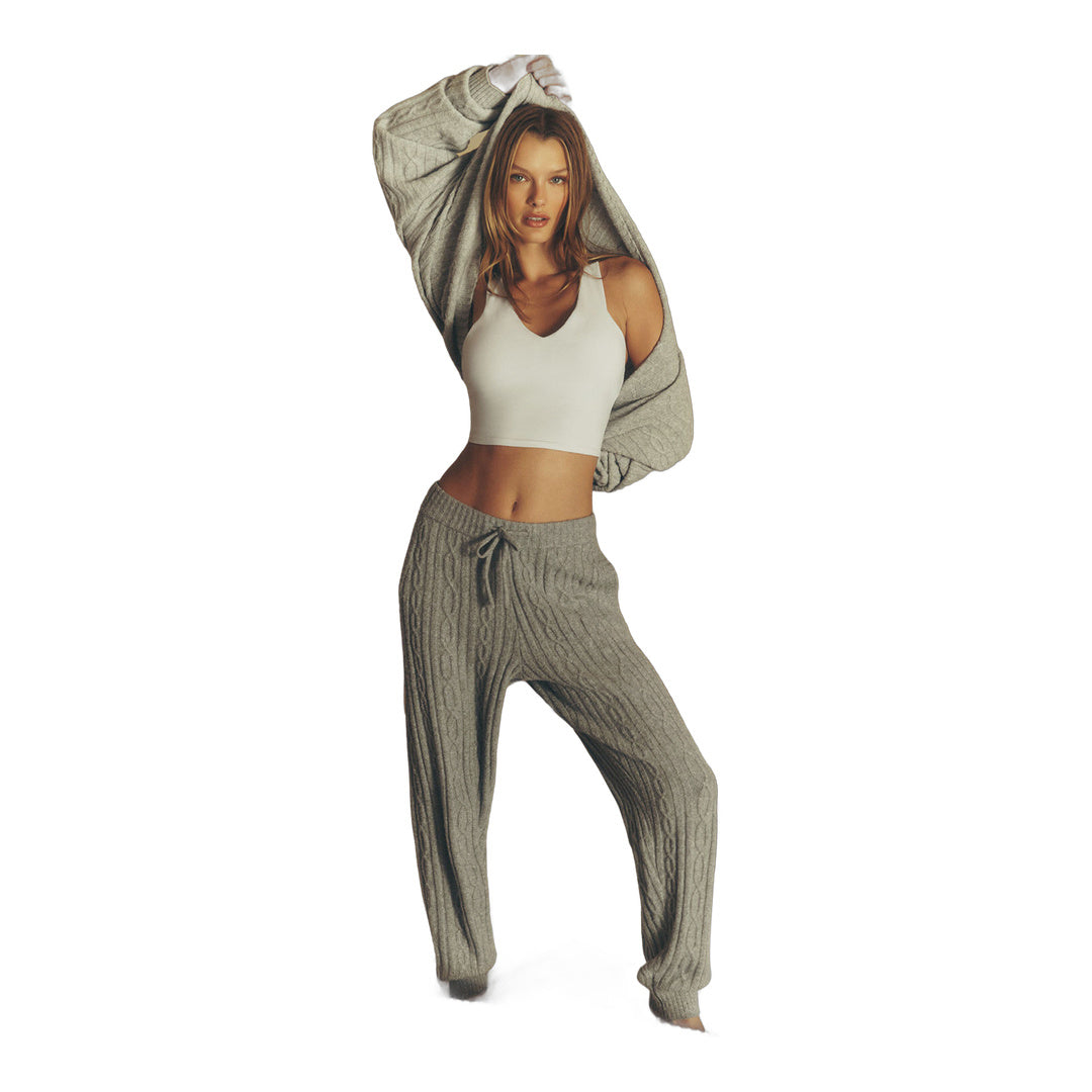 alo Cable Knit Winter Bliss Pant - Athletic Heather Grey