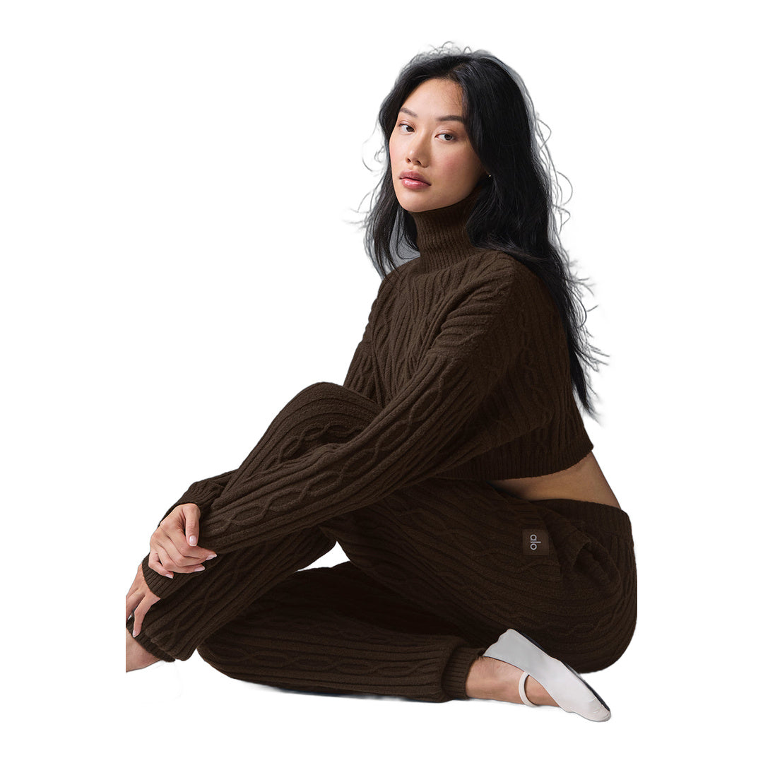 alo Cable Knit Winter Bliss Pant - Espresso