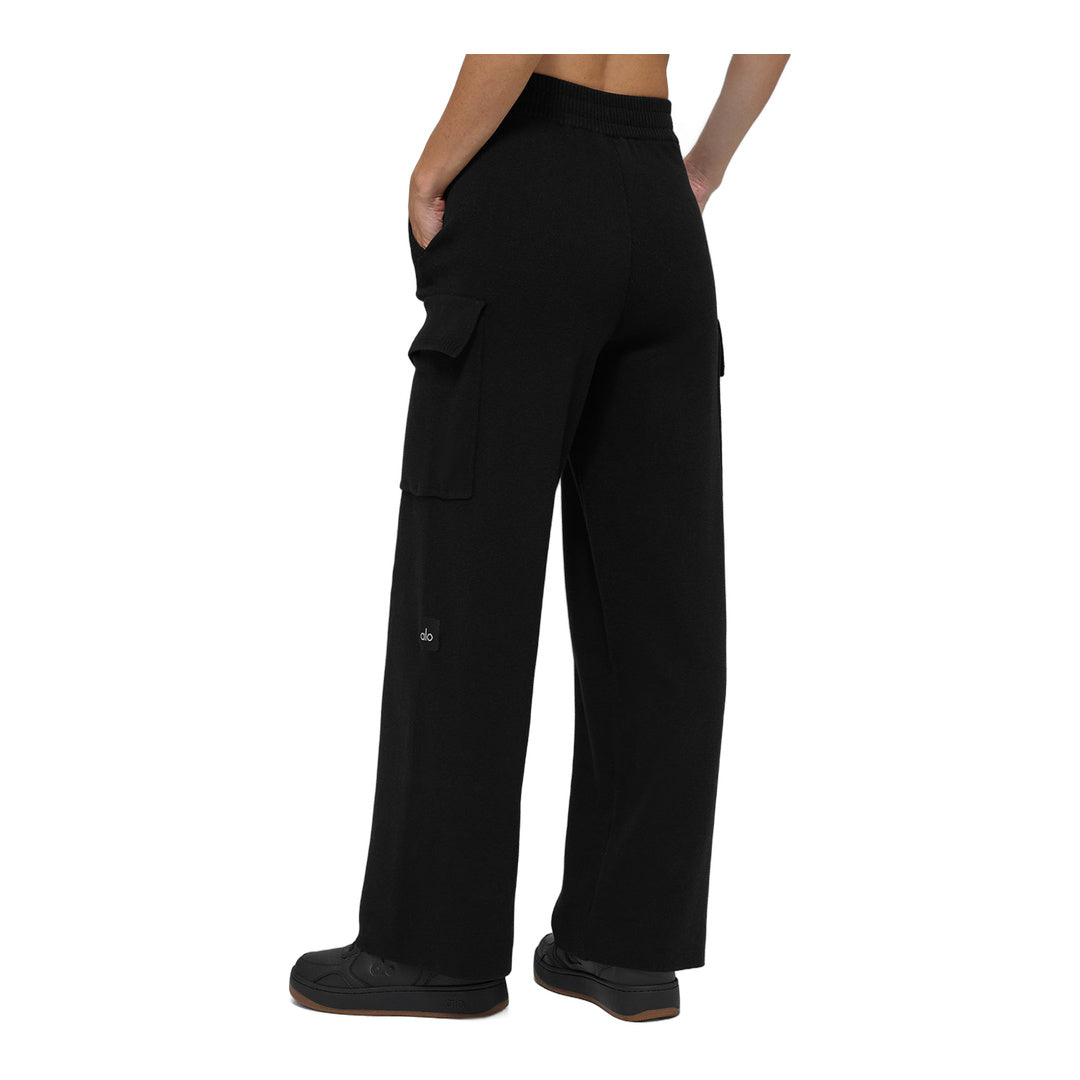 alo Scholar Knit High-Waist Cargo Pant - Black
