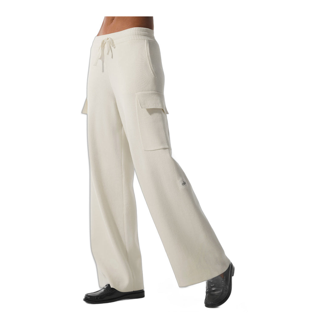 alo Scholar Knit High-Waist Cargo Pant - Ivory