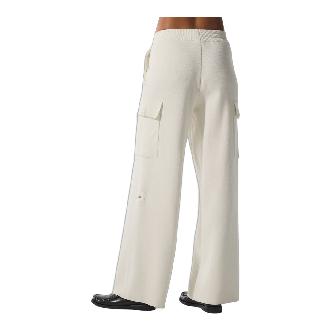 alo Scholar Knit High-Waist Cargo Pant - Ivory
