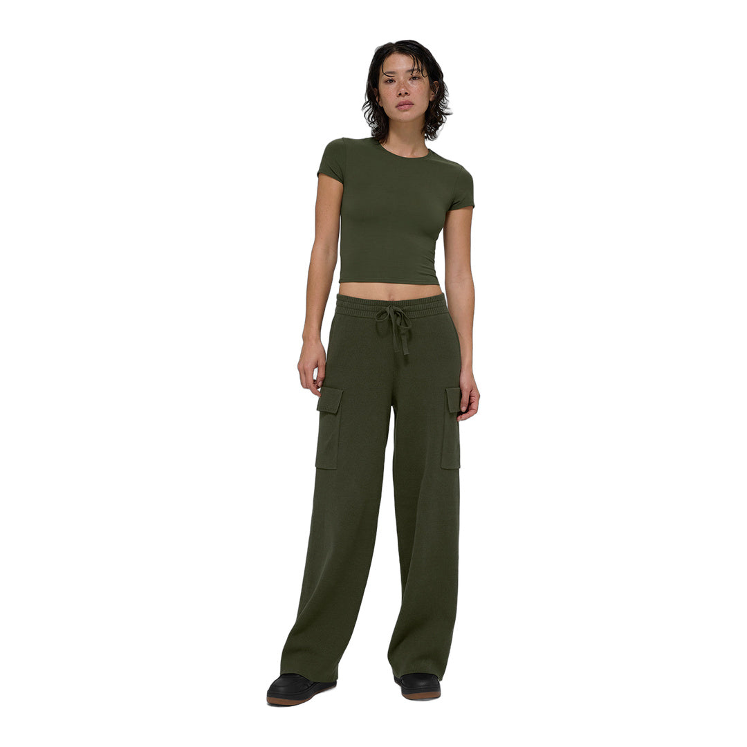 alo Scholar Knit High-Waist Cargo Pant - Green Olive