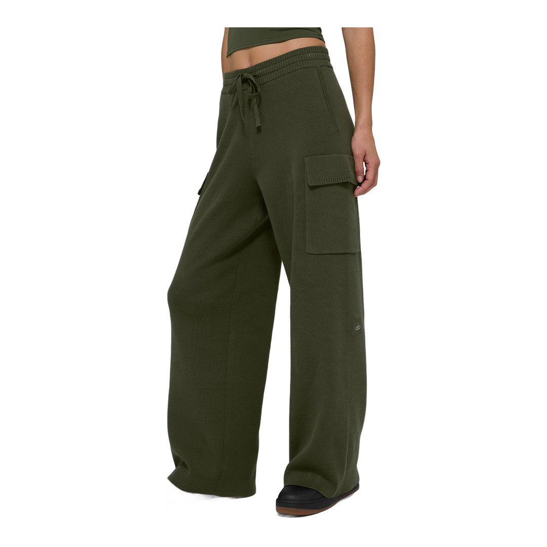 alo Scholar Knit High-Waist Cargo Pant - Green Olive