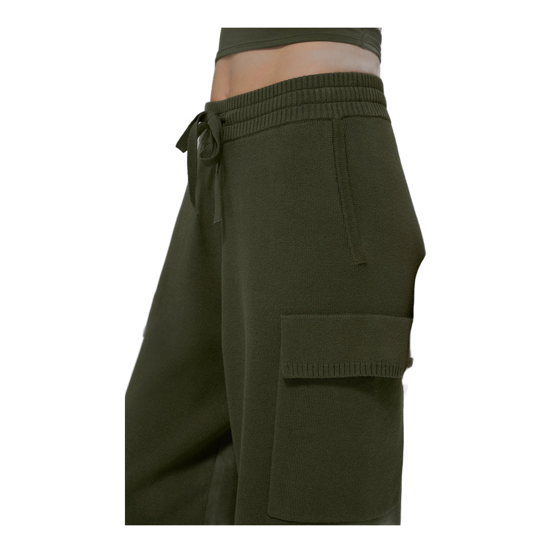 alo Scholar Knit High-Waist Cargo Pant - Green Olive