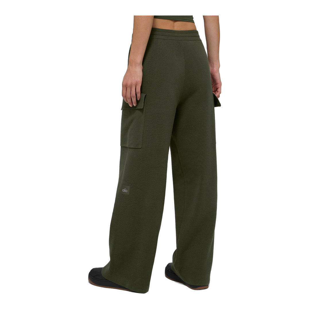 alo Scholar Knit High-Waist Cargo Pant - Green Olive