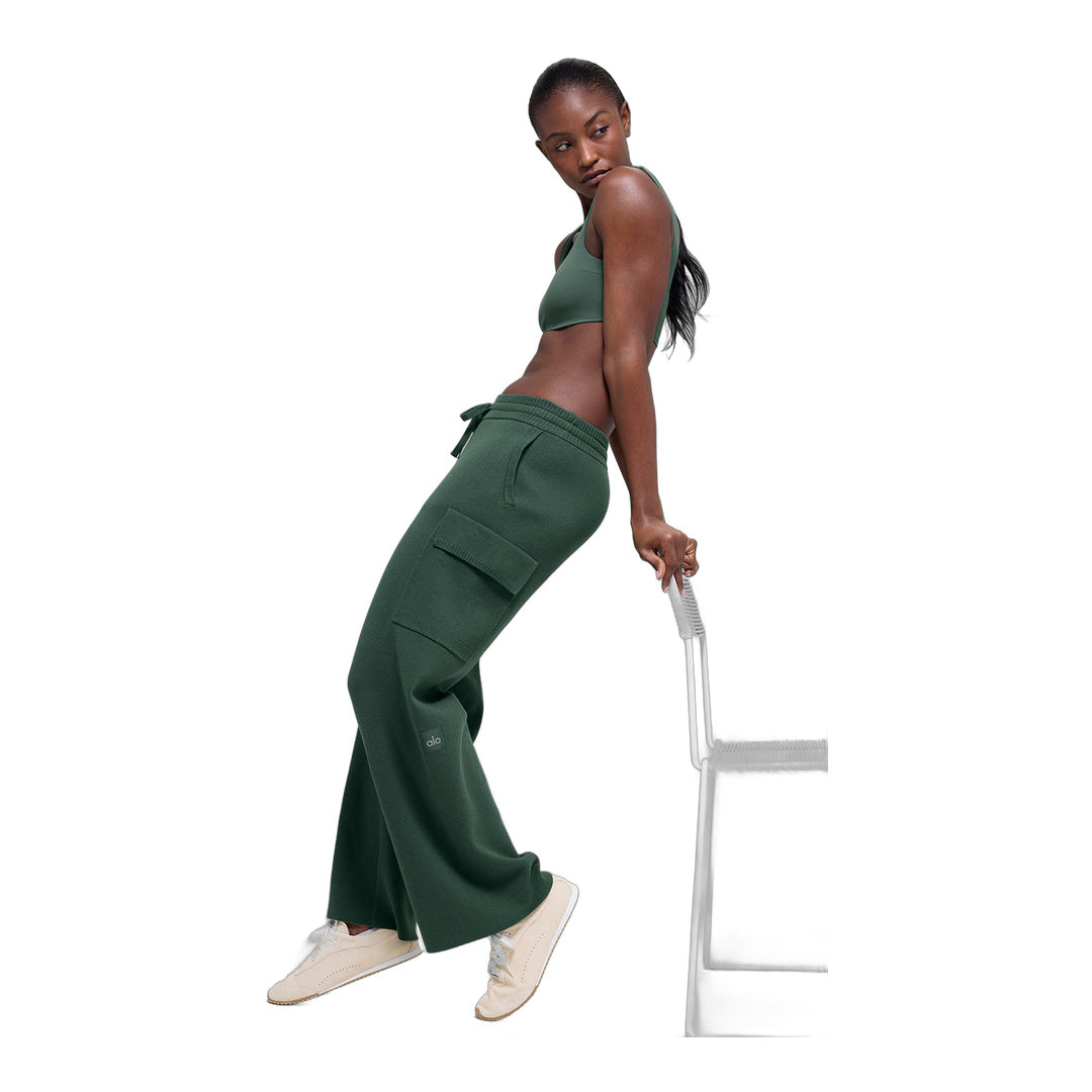 alo Scholar Knit High-Waist Cargo Pant - Clover Green