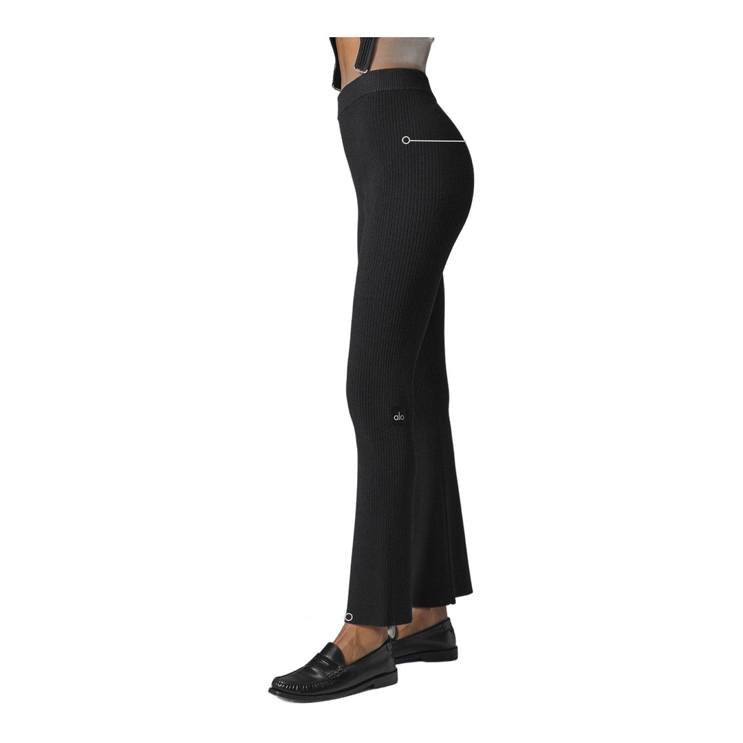 alo Denim Knit High-Waist Flare Pant - Black/Anthracite
