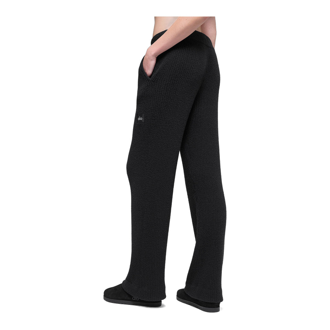 alo Snuggle Up Sweater High-Waist Wide Leg Pant - Black