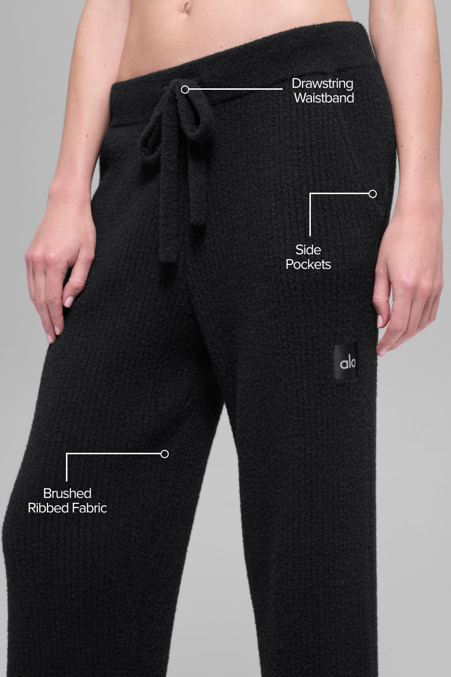alo Snuggle Up Sweater High-Waist Wide Leg Pant - Black
