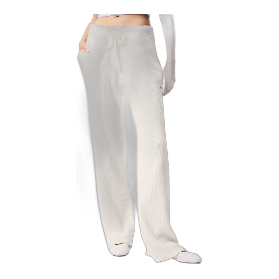 alo Snuggle Up Sweater High-Waist Wide Leg Pant - Ivory