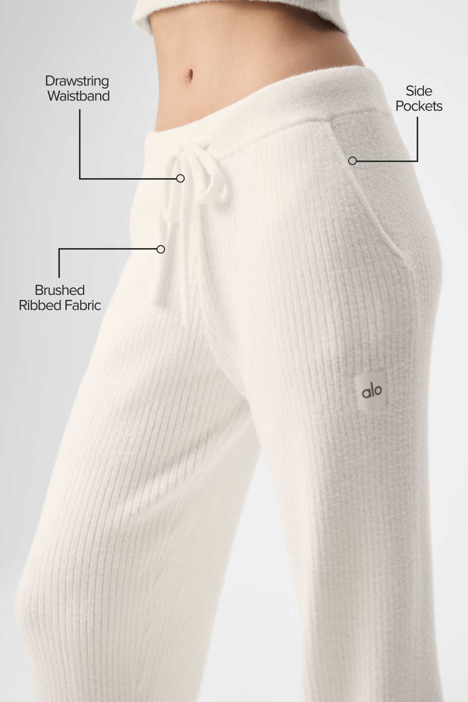 alo Snuggle Up Sweater High-Waist Wide Leg Pant - Ivory