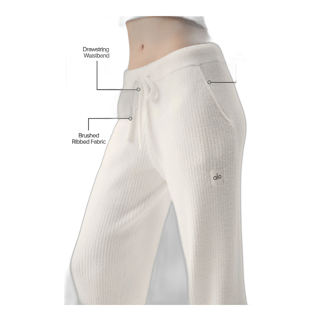 alo Snuggle Up Sweater High-Waist Wide Leg Pant - Ivory