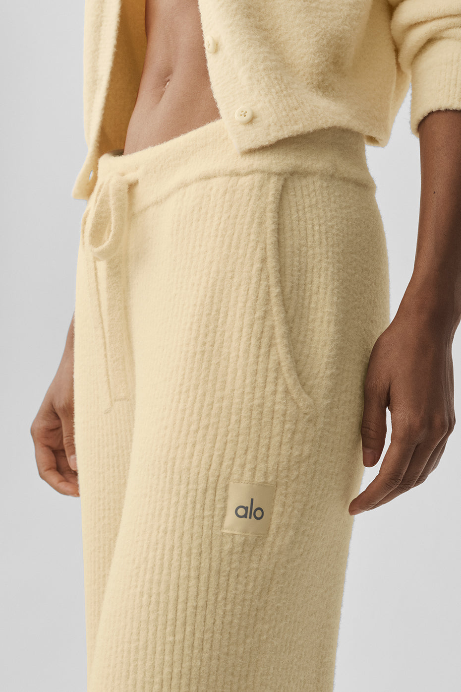 alo Snuggle Up Sweater High-Waist Wide Leg Pant - Candlelight Yellow