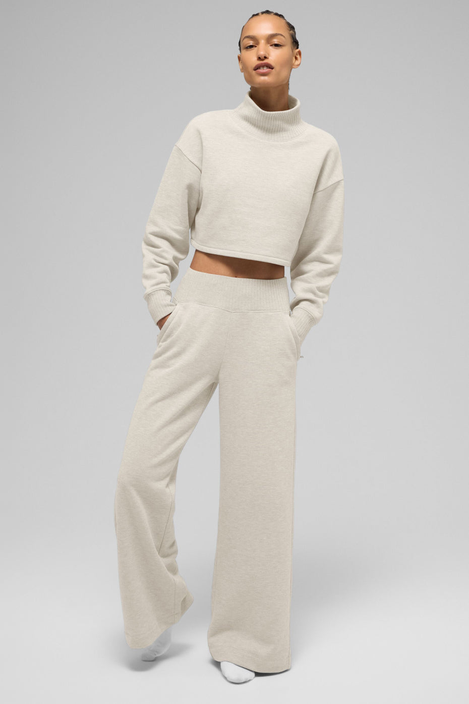 alo Serenity Wide Leg Sweatpant - Oatmeal Heather