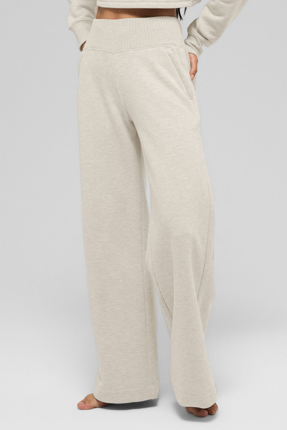 alo Serenity Wide Leg Sweatpant - Oatmeal Heather