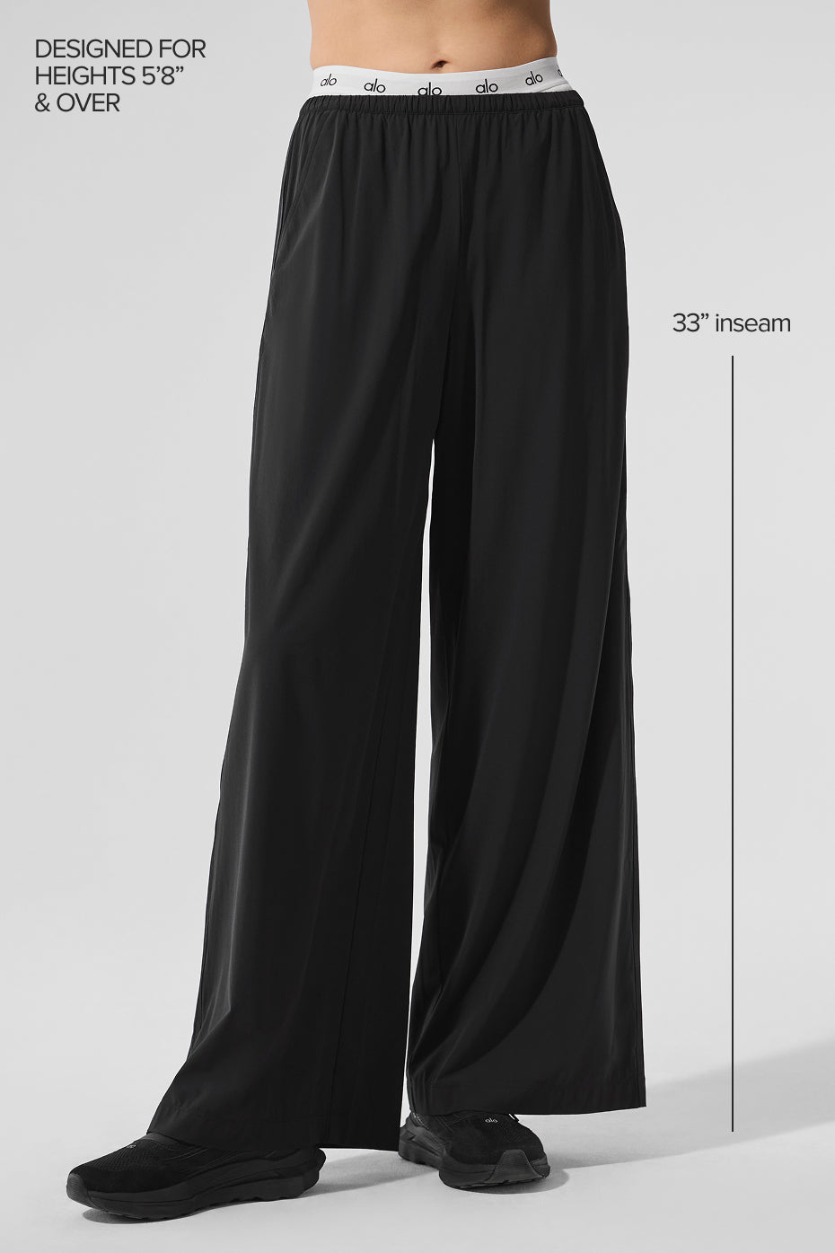 alo Breezy Wide Leg Pant (Long) - Black