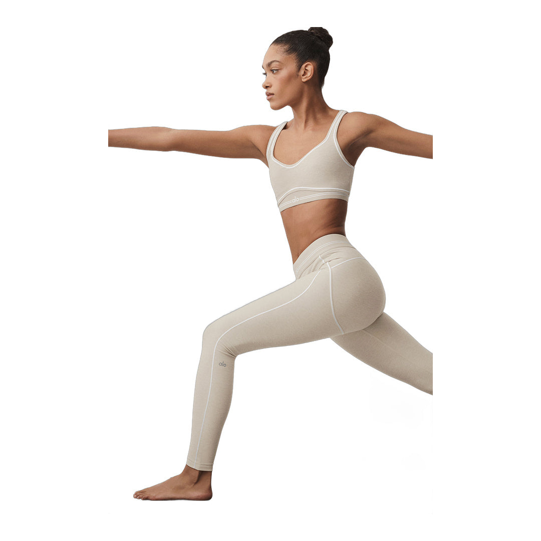 alo Alosoft High-Waist Heart Throb Legging - Oatmeal Heather/White
