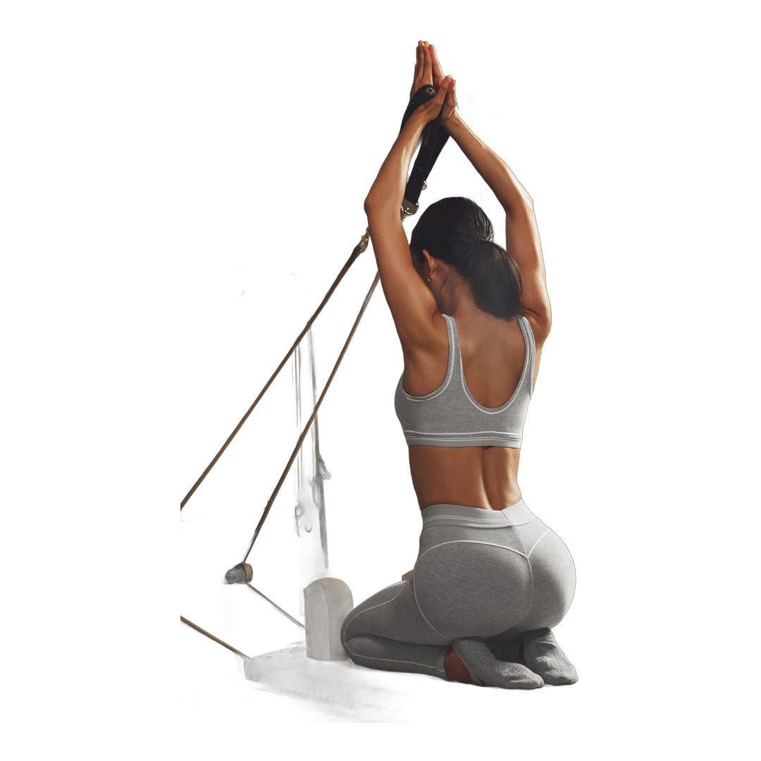 alo Alosoft High-Waist Heart Throb Legging - Athletic Heather Grey/White