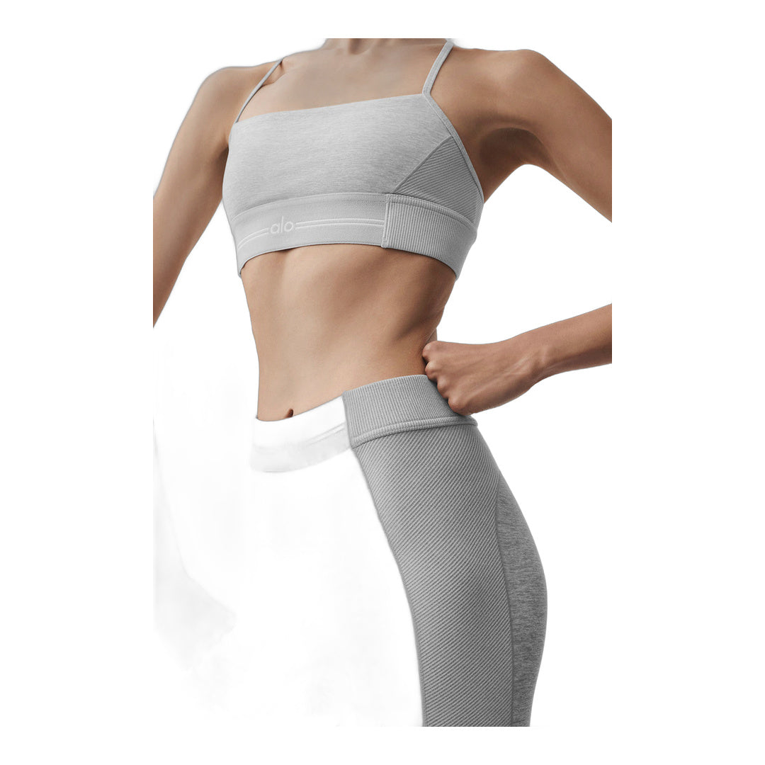 alo Alosoft High-Waist 7/8 Relay Legging - Athletic Heather Grey/White
